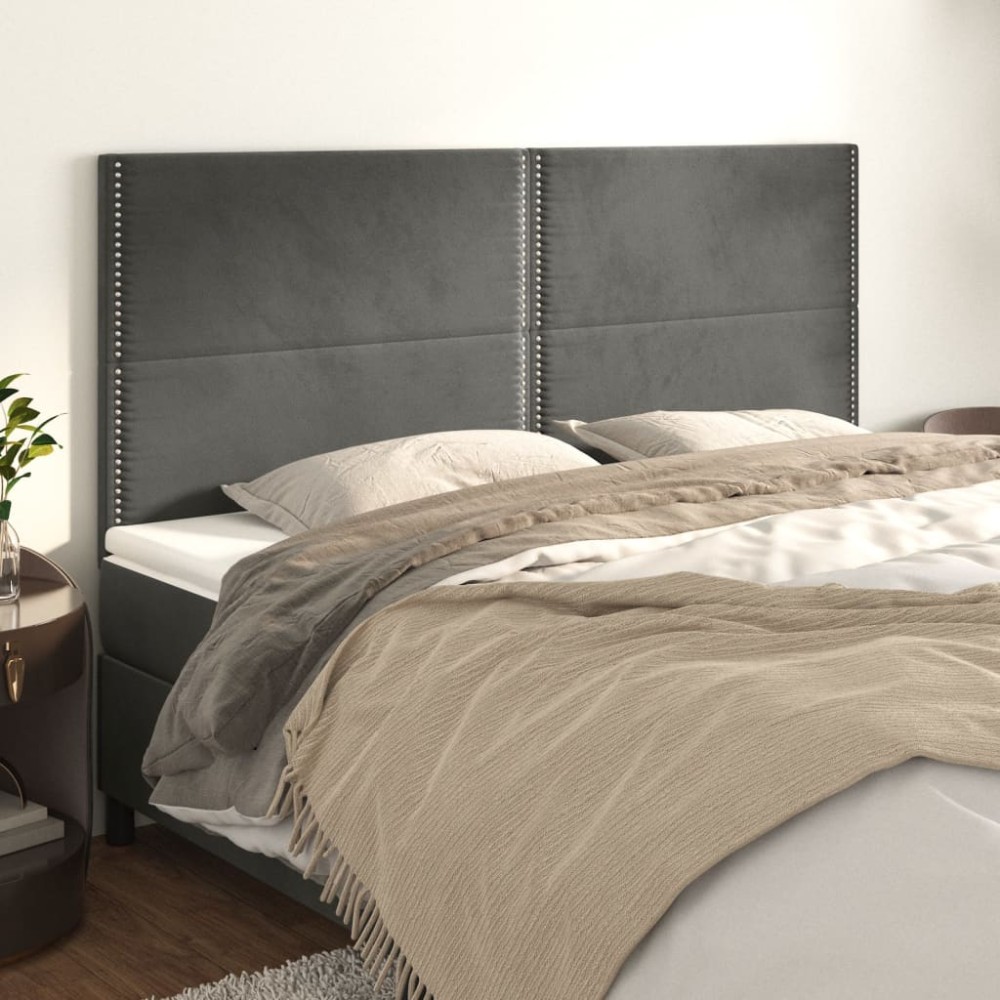 vidaXL Κεφαλάρι Σκούρο Γκρι Βελούδινο 180x5x118/128 εκ.
