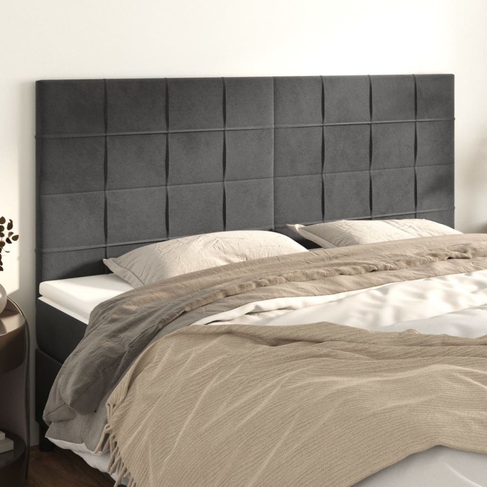 vidaXL Κεφαλάρι Σκούρο Γκρι Βελούδινο 160x5x118/128 εκ.