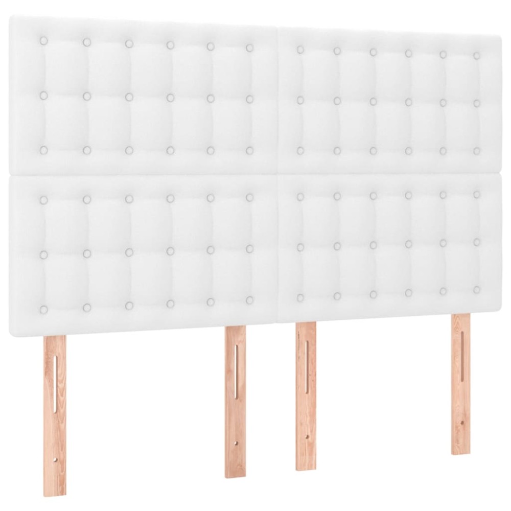 vidaXL Κεφαλάρι Κρεβατιού Λευκό 144x5x118/128 εκ. από Συνθετικό Δέρμα