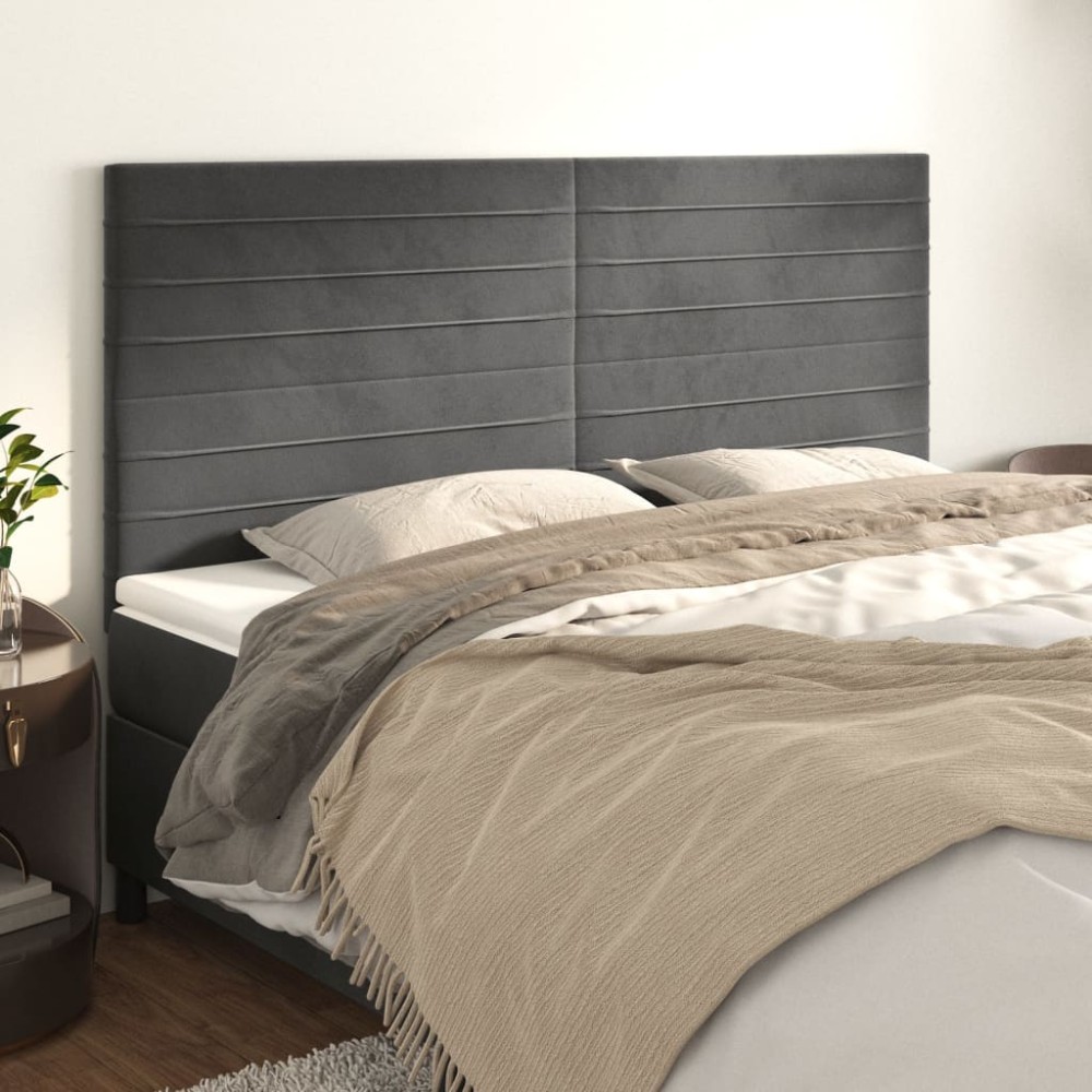 vidaXL Κεφαλάρι Σκούρο Γκρι Βελούδινο 160x5x118/128 εκ.