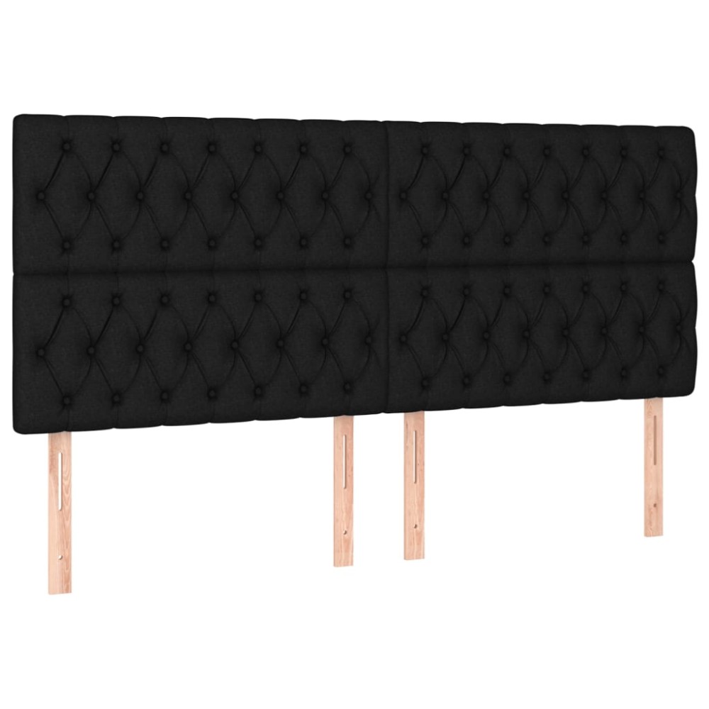 vidaXL Κεφαλάρι Κρεβατιού Μαύρο 200x7x118/128 εκ. Ύφασμα