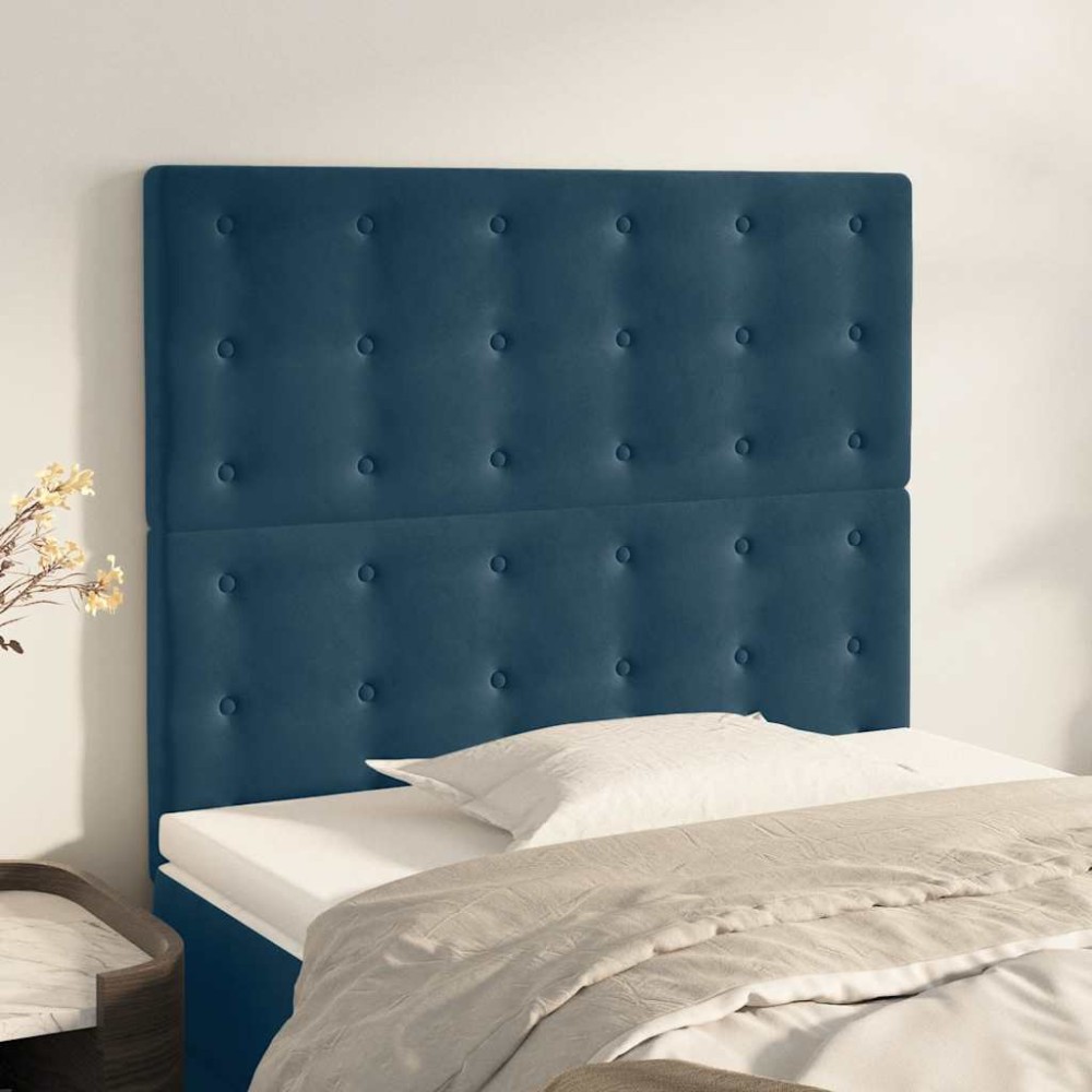 vidaXL Κεφαλάρι Σκούρο Μπλε Βελούδινο 100x5x118/128 εκ.