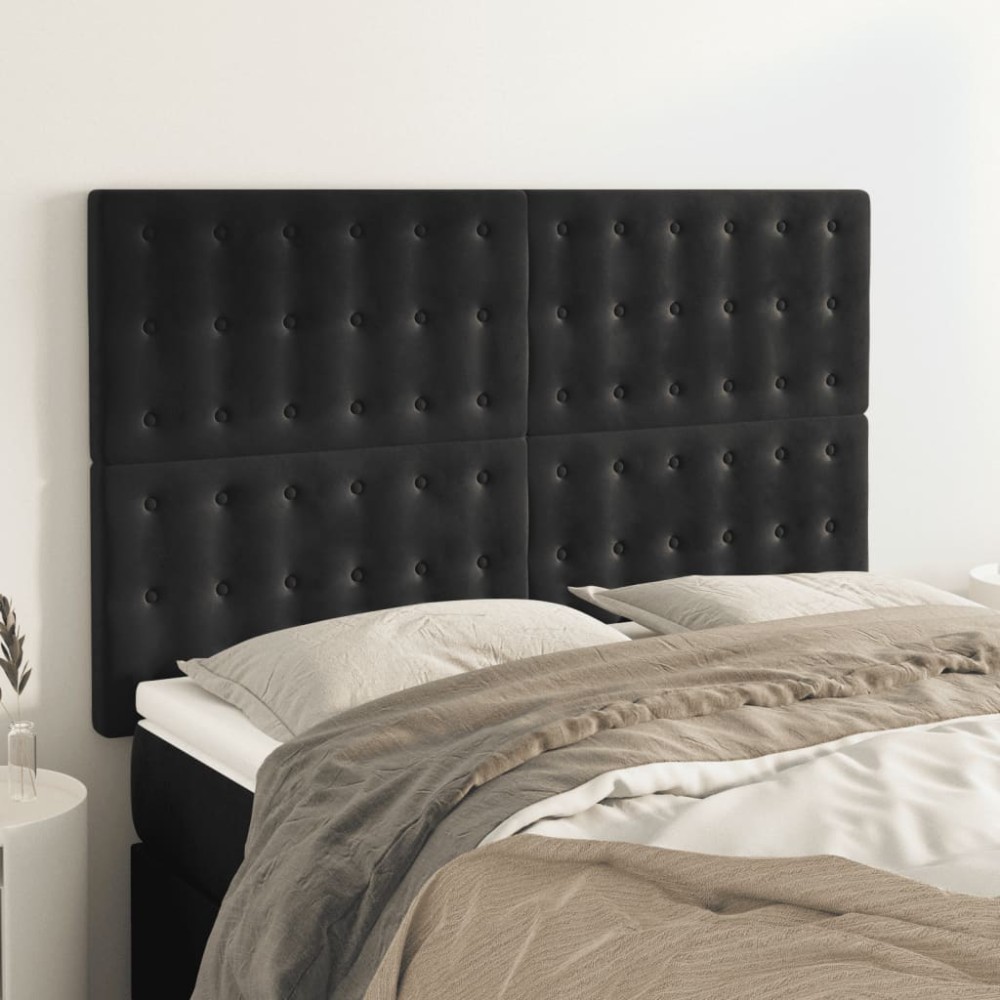 vidaXL Κεφαλάρι Μαύρο Βελούδινο 144x5x118/128 εκ.