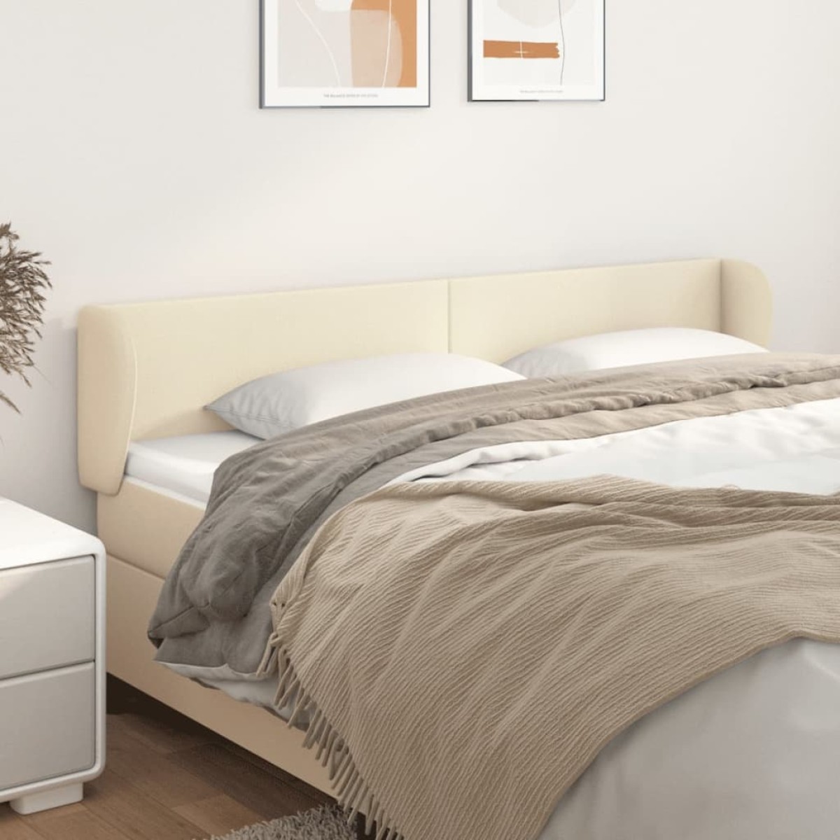 vidaXL Κεφαλάρι με Πτερύγια Κρεμ 183x23x78/88 εκ. Συνθετικό Δέρμα