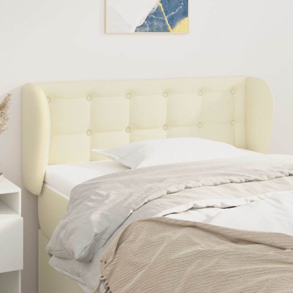 vidaXL Κεφαλάρι με Πτερύγια Κρεμ 93x23x78/88 εκ. Συνθετικό Δέρμα