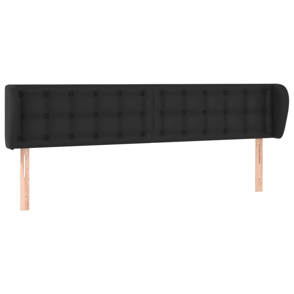 vidaXL Κεφαλάρι με Πτερύγια Μαύρο 203 x 23 x 78/88 εκ. Συνθετικό Δέρμα