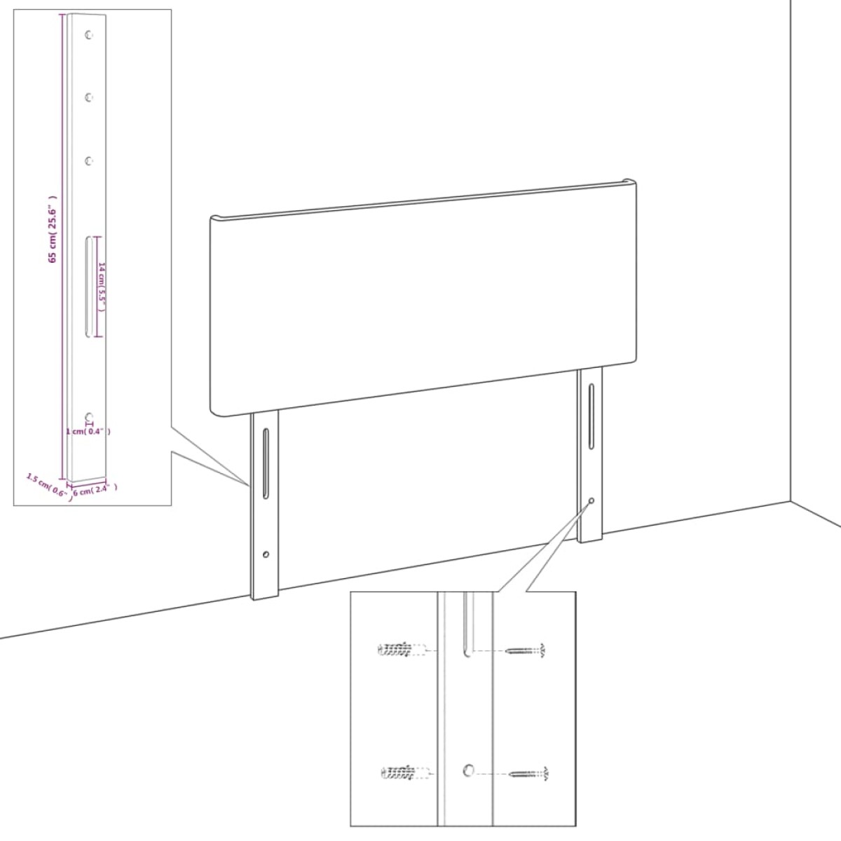 vidaXL Κεφαλάρι με Πτερύγια Taupe 183x23x78/88 εκ. Υφασμάτινο