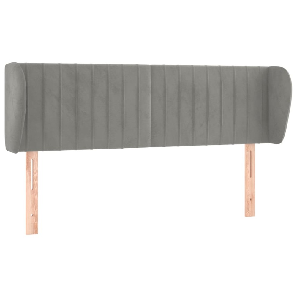 vidaXL Κεφαλάρι με Πτερύγια Ανοιχτό Γκρι 147x23x78/88 εκ. Βελούδινο
