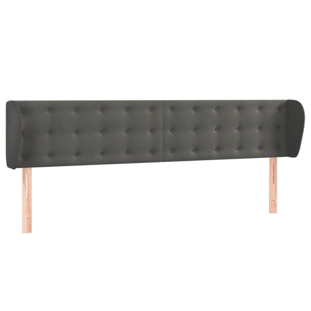 vidaXL Κεφαλάρι με Πτερύγια Σκούρο Γκρι 203x23x78/88 εκ. Βελούδινο