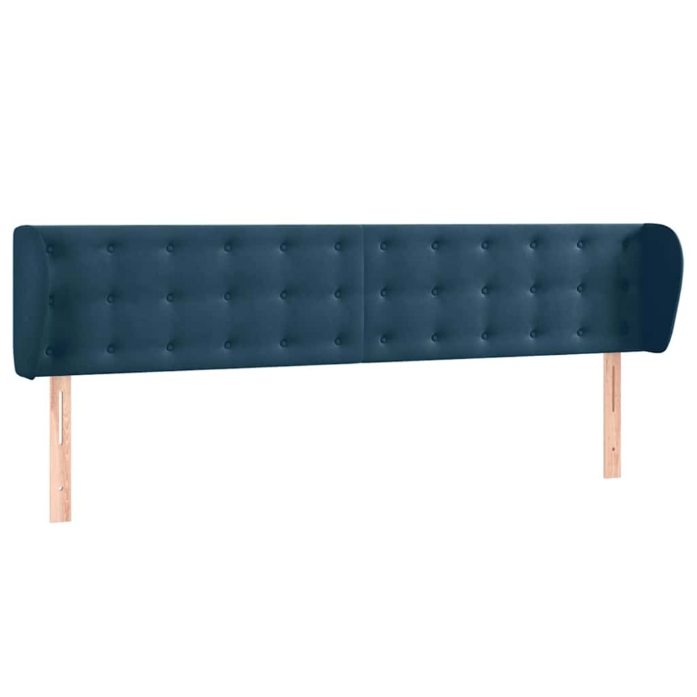 vidaXL Κεφαλάρι με Πτερύγια Σκούρο Μπλε 203x23x78/88 εκ. Βελούδινο