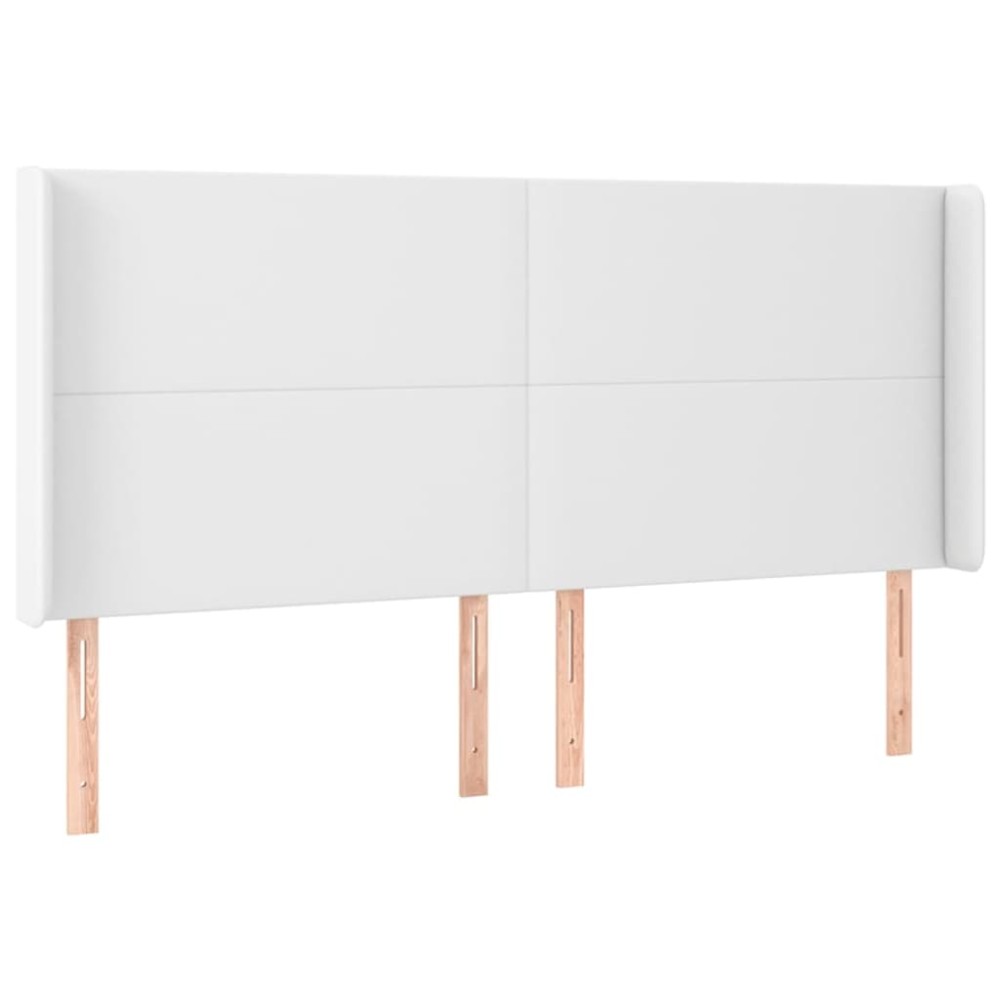 vidaXL Κεφαλάρι με Πτερύγια Λευκό 163x23x118/128 εκ. Συνθετικό Δέρμα