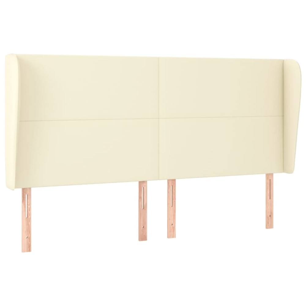 vidaXL Κεφαλάρι με Πτερύγια Κρεμ 163x23x118/128 εκ. Συνθετικό Δέρμα