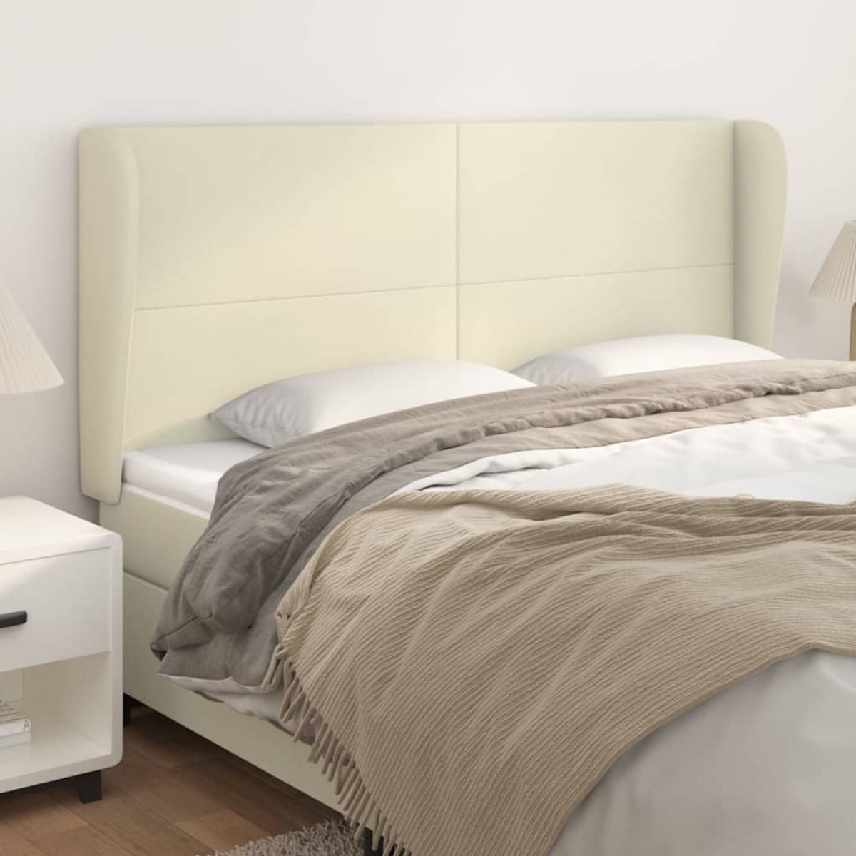 vidaXL Κεφαλάρι με Πτερύγια Κρεμ 163x23x118/128 εκ. Συνθετικό Δέρμα