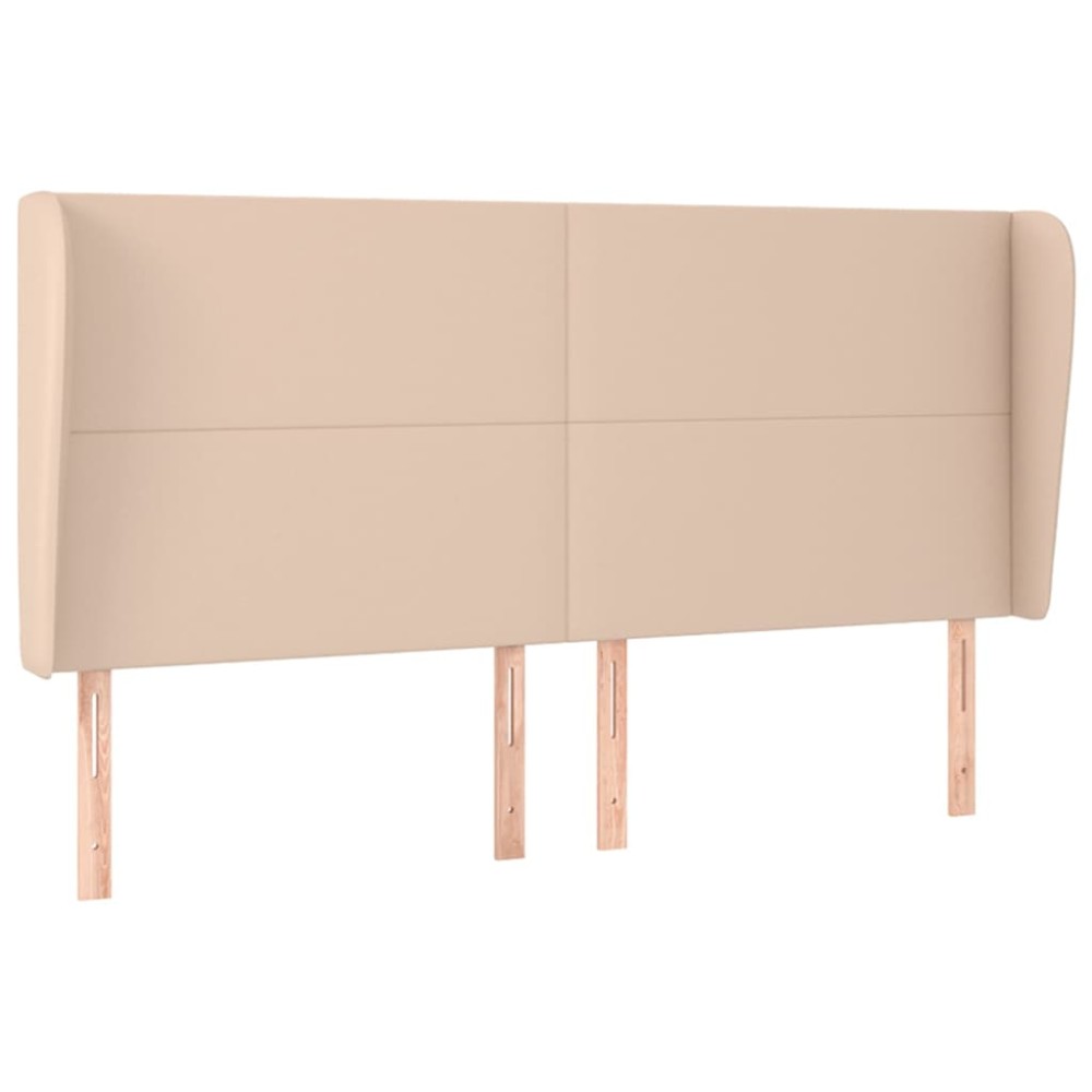 vidaXL Κεφαλάρι με Πτερύγια Καπουτσίνο 183x23x118/128 εκ. Συνθ. Δέρμα