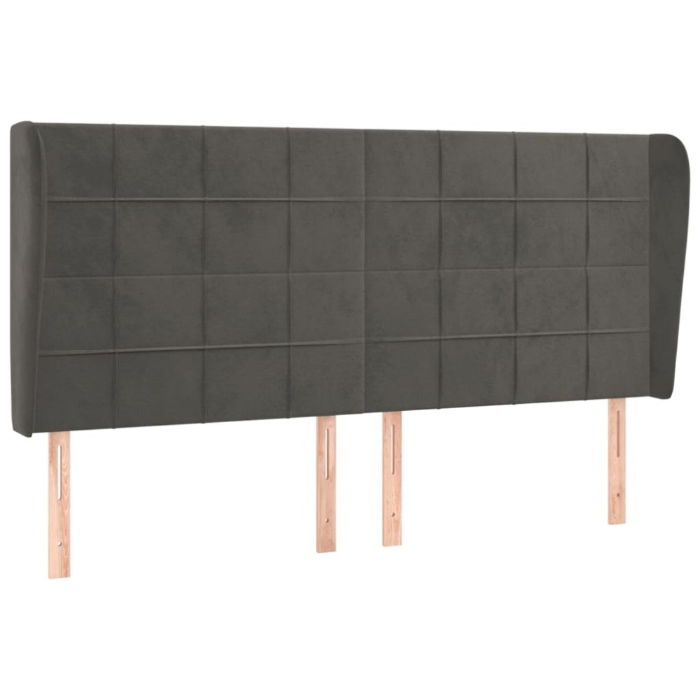 vidaXL Κεφαλάρι με Πτερύγια Σκούρο Γκρι 183x23x118/128 εκ. Βελούδινο