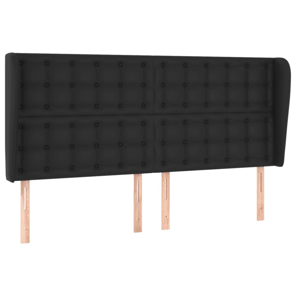 vidaXL Κεφαλάρι με Πτερύγια Μαύρο 183x23x118/128 εκ.Συνθ. Δέρμα