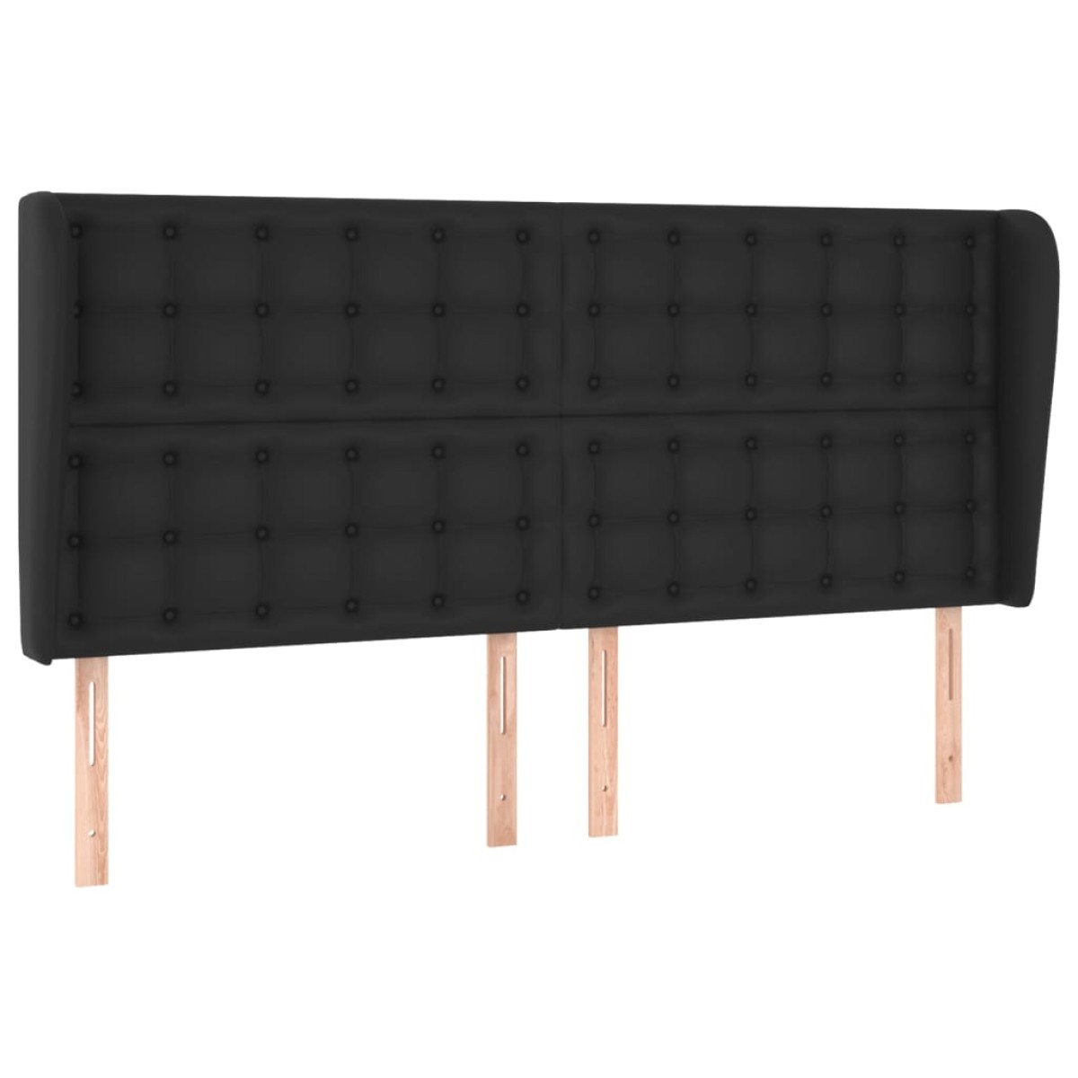 vidaXL Κεφαλάρι με Πτερύγια Μαύρο 183x23x118/128 εκ.Συνθ. Δέρμα