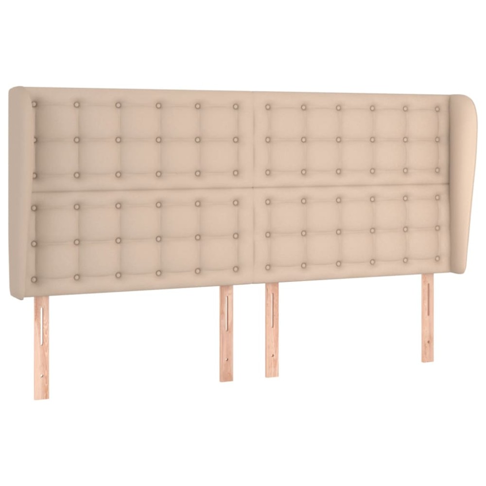 vidaXL Κεφαλάρι με Πτερύγια Καπουτσίνο 183x23x118/128 εκ. Συνθ. Δέρμα
