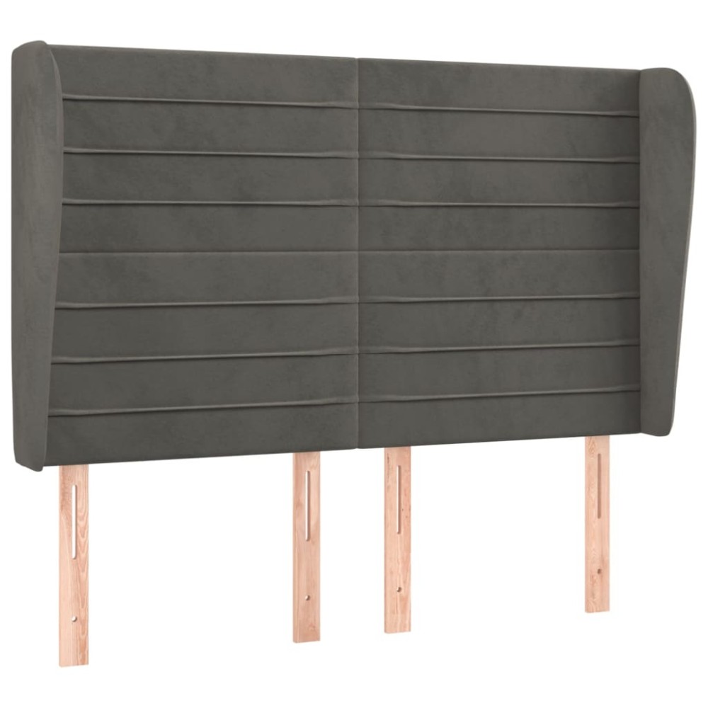 vidaXL Κεφαλάρι με Πτερύγια Σκούρο Γκρι 147x23x118/128 εκ. Βελούδινο
