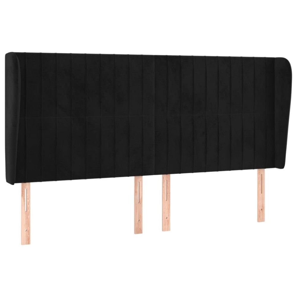 vidaXL Κεφαλάρι με Πτερύγια Μαύρο 203x23x118/128 εκ. Βελούδινο