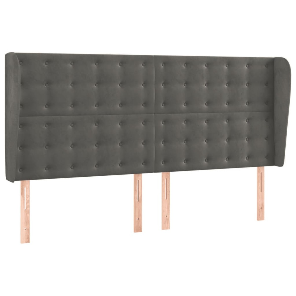 vidaXL Κεφαλάρι με Πτερύγια Σκούρο Γκρι 203x23x118/128 εκ. Βελούδινο