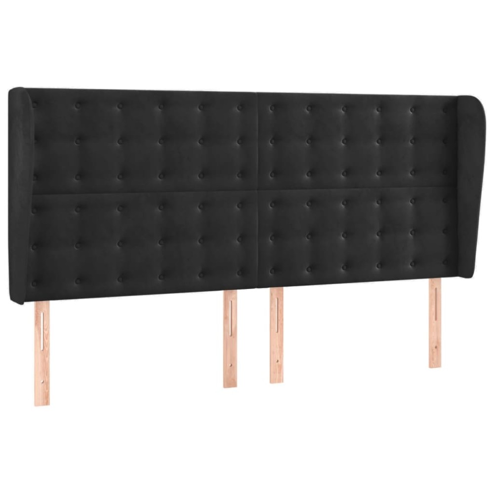 vidaXL Κεφαλάρι με Πτερύγια Μαύρο 203x23x118/128 εκ. Βελούδινο