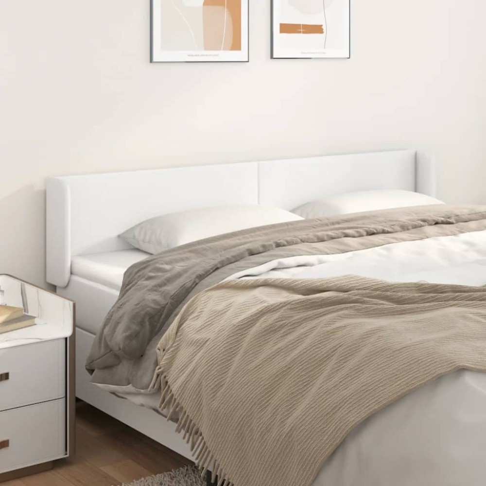 vidaXL Κεφαλάρι με Πτερύγια Λευκό 163x16x78/88 εκ. Συνθετικό Δέρμα