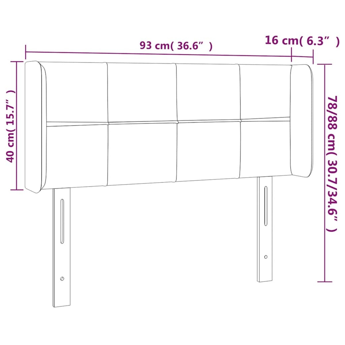 vidaXL Κεφαλάρι με Πτερύγια Σκούρο Πράσινο 93x16x78/88 εκ. Βελούδινο