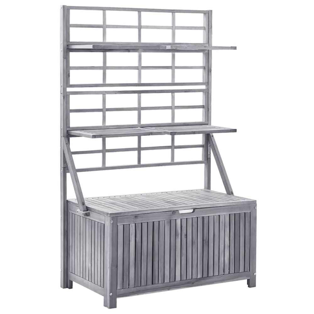 vidaXL Μπαούλο Αποθήκευσης Καφασωτό Γκρι 99x55x160 Μασίφ Ξύλο Ακακίας