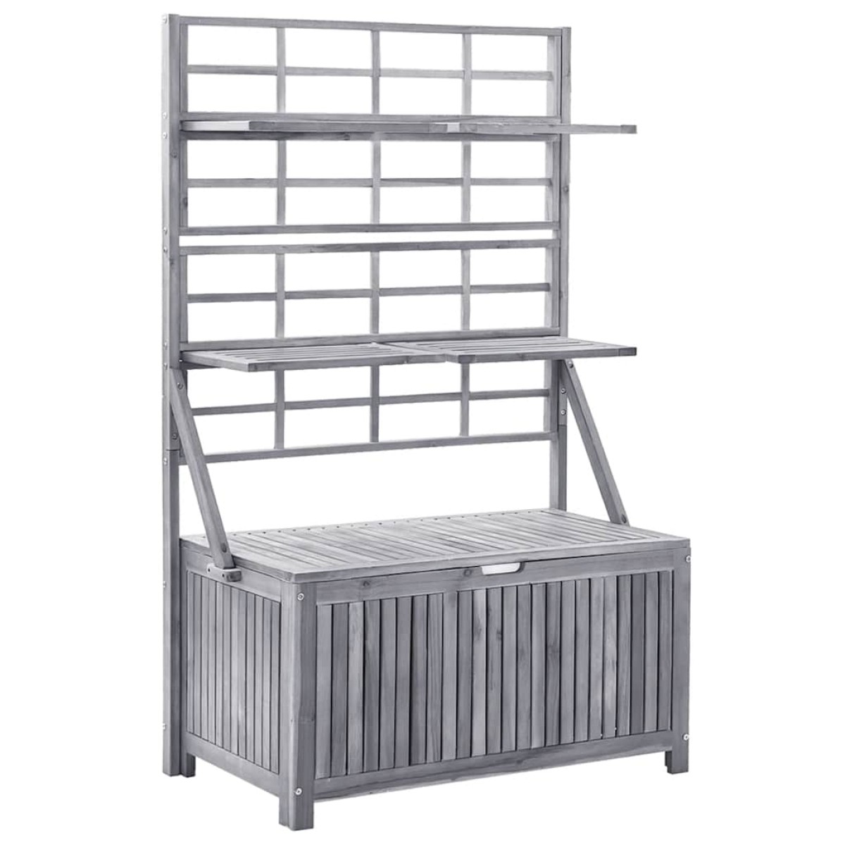 vidaXL Μπαούλο Αποθήκευσης Καφασωτό Γκρι 99x55x160 Μασίφ Ξύλο Ακακίας