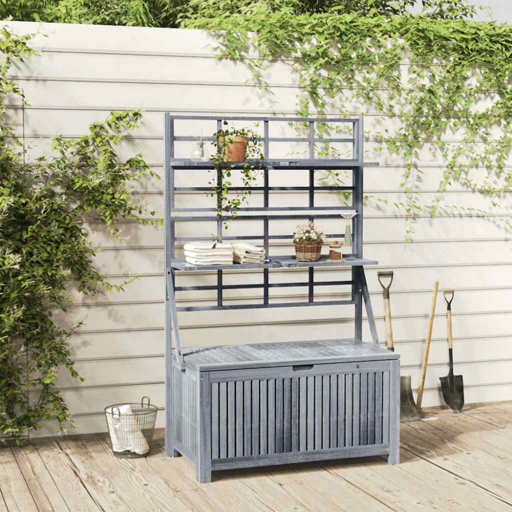 vidaXL Μπαούλο Αποθήκευσης Καφασωτό Γκρι 99x55x160 Μασίφ Ξύλο Ακακίας