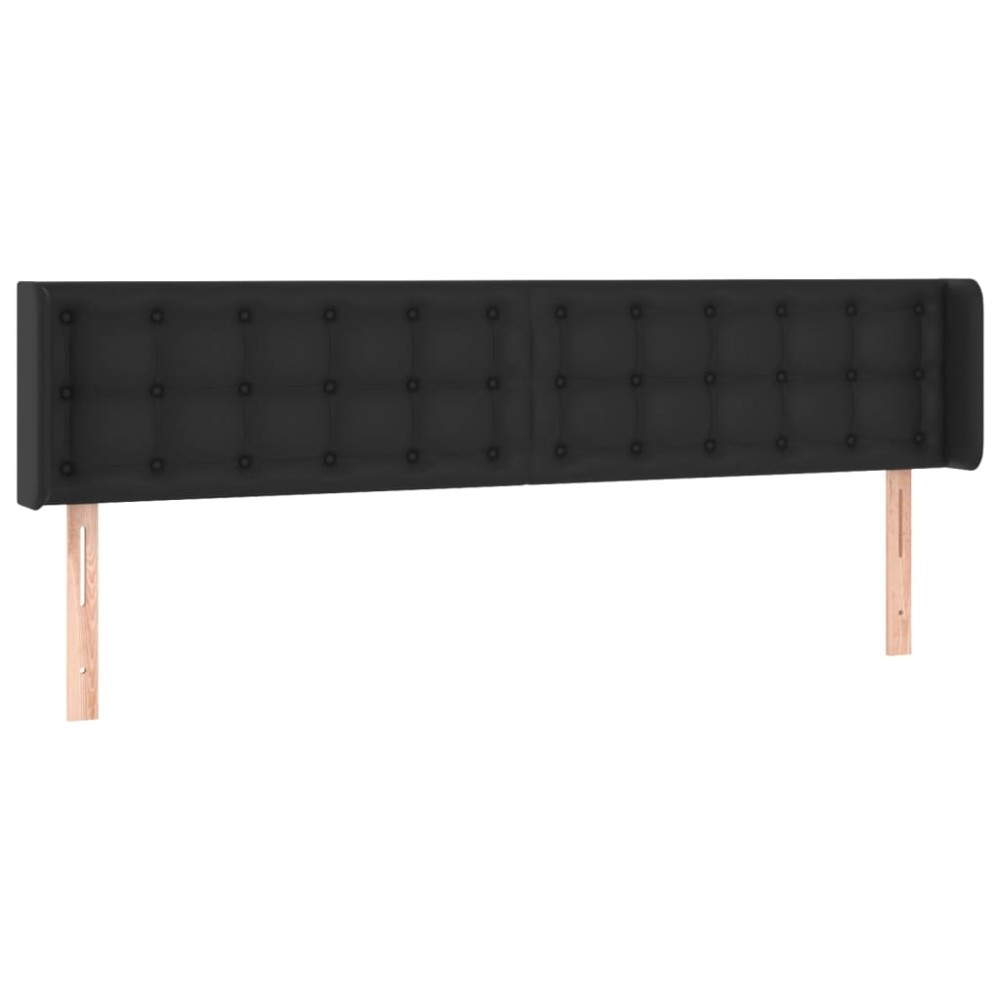 vidaXL Κεφαλάρι με Πτερύγια Μαύρο 183x16x78/88εκ. Συνθετικό Δέρμα