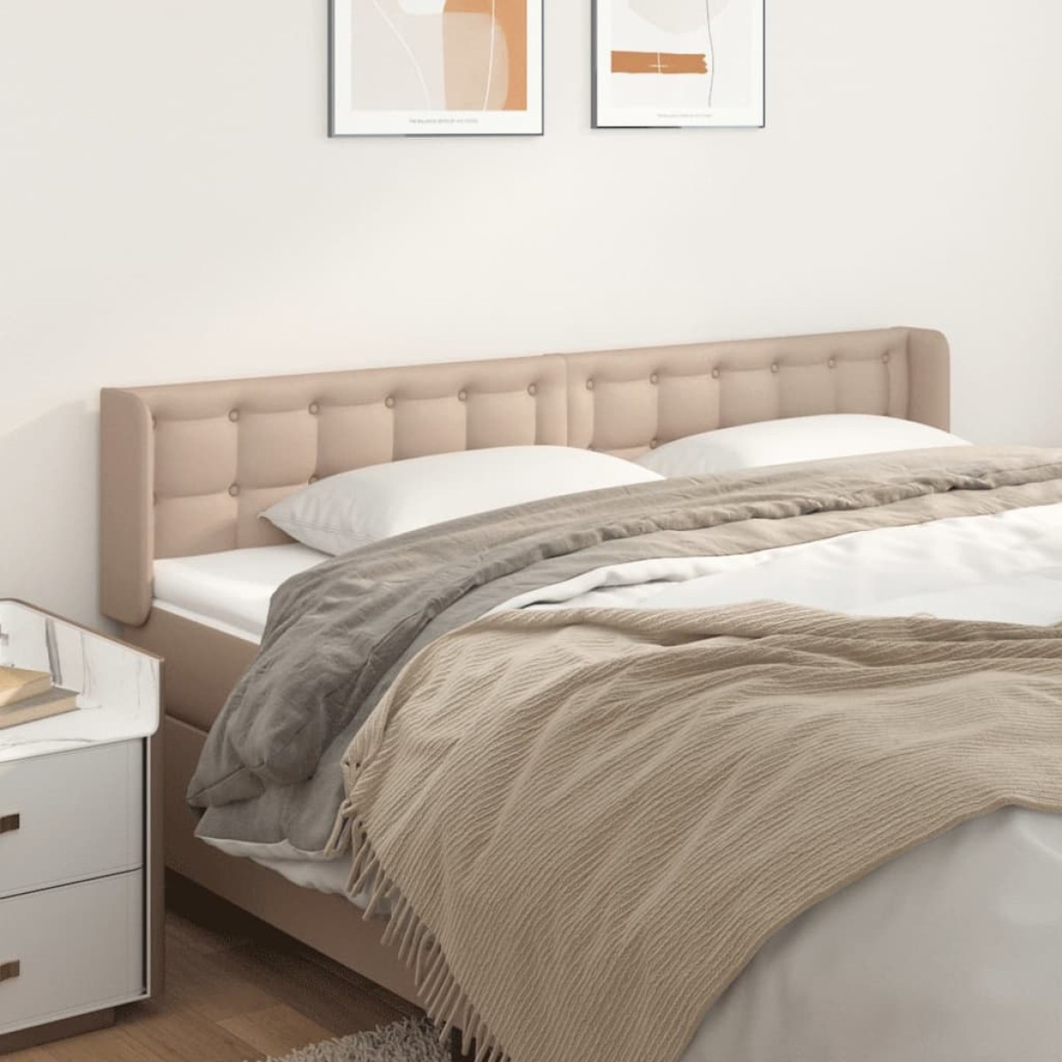 vidaXL Κεφαλάρι με Πτερύγια Καπουτσίνο 203x16x78/88εκ. Συνθετικό Δέρμα