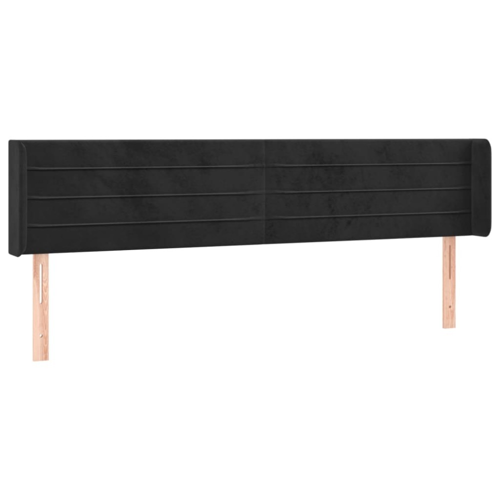 vidaXL Κεφαλάρι με Πτερύγια Μαύρο 203x16x78/88 εκ. Βελούδινο