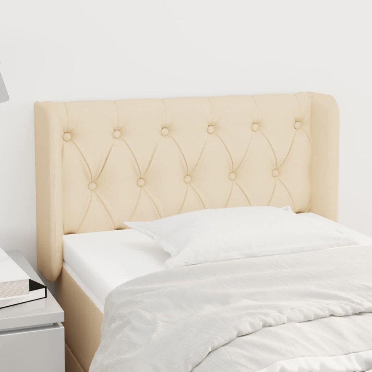 vidaXL Κεφαλάρι με Πτερύγια Κρεμ 83x16x78/88 εκ. Υφασμάτινο