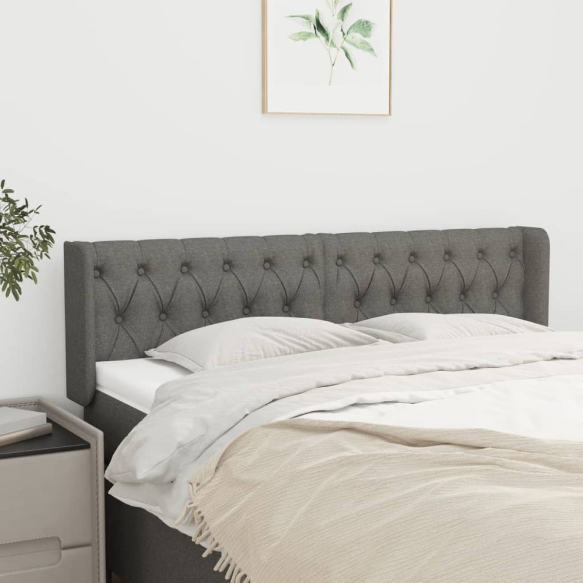 vidaXL Κεφαλάρι με Πτερύγια Σκούρο Γκρι 163x16x78/88 εκ. Υφασμάτινο