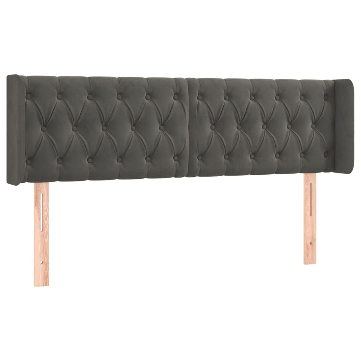 vidaXL Κεφαλάρι με Πτερύγια Σκούρο Γκρι 163x16x78/88 εκ. Βελούδινο