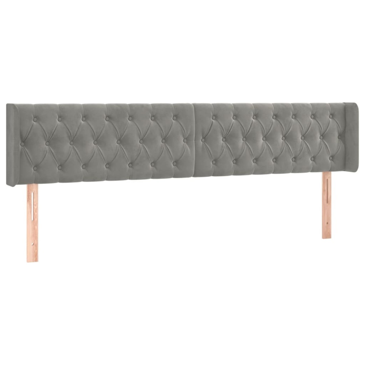 vidaXL Κεφαλάρι με Πτερύγια Ανοιχτό Γκρι 203x16x78/88 εκ. Βελούδινο