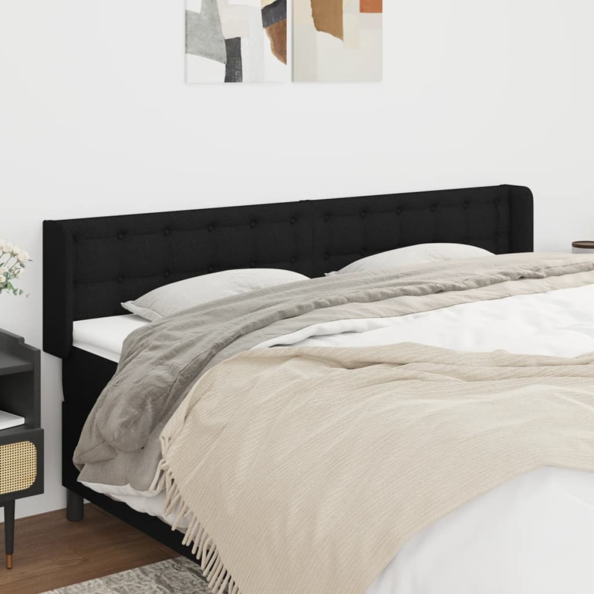 vidaXL Κεφαλάρι με Πτερύγια Μαύρο 183x16x78/88 εκ. Υφασμάτινο