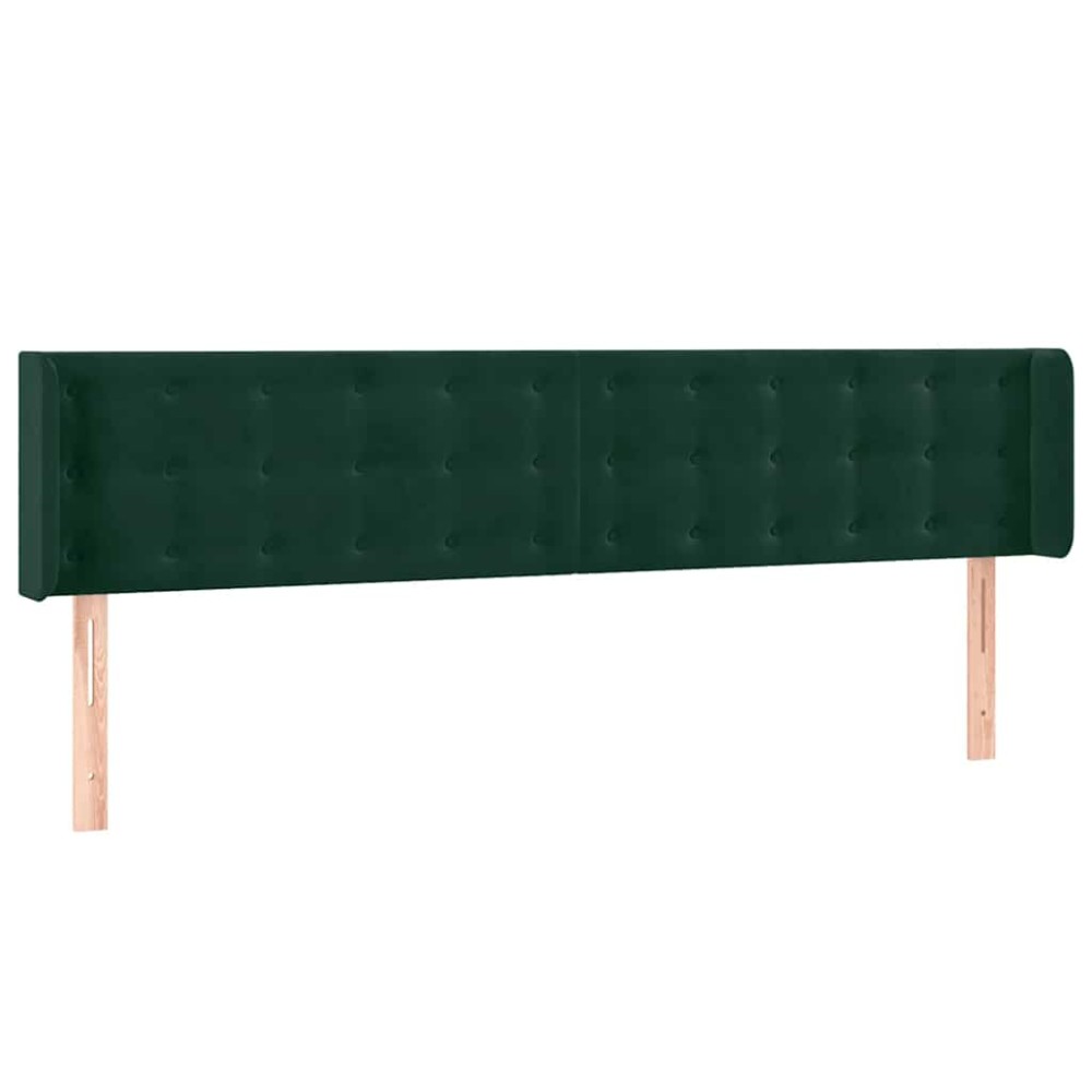 vidaXL Κεφαλάρι με Πτερύγια Σκούρο Πράσινο 163x16x78/88 εκ. Βελούδινο