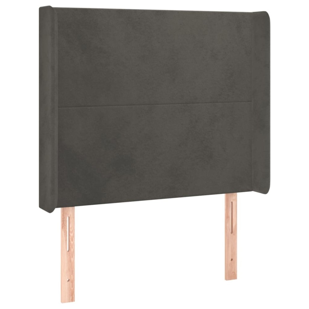vidaXL Κεφαλάρι με Πτερύγια Σκούρο Γκρι 83x16x118/128εκ.Βελούδινο