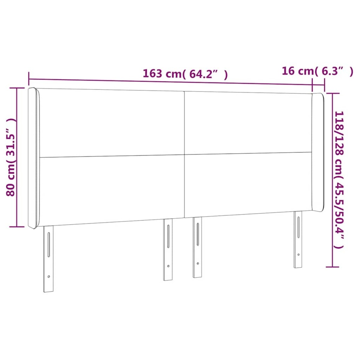 vidaXL Κεφαλάρι με Πτερύγια Πράσινο 163x16x118/128 εκ. Βελούδινο