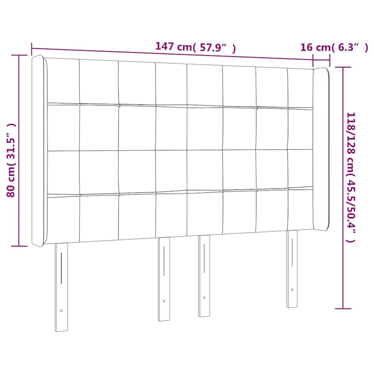 vidaXL Κεφαλάρι με Πτερύγια Πράσινο 147x16x118/128 εκ. Βελούδινο