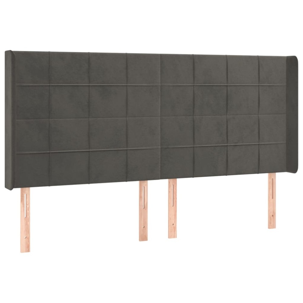vidaXL Κεφαλάρι με Πτερύγια Σκούρο Γκρι 183x16x118/128 εκ. Βελούδινο