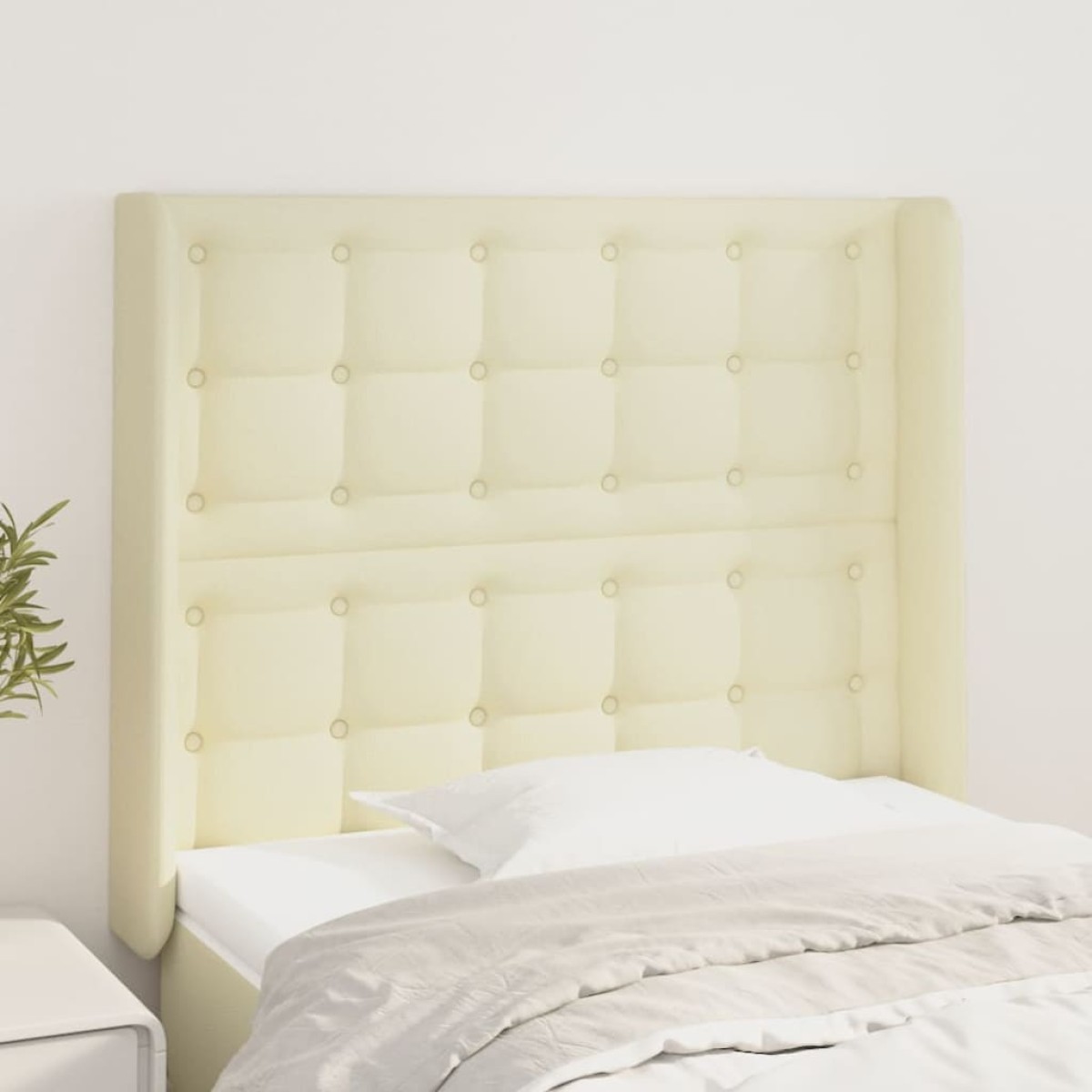 vidaXL Κεφαλάρι με Πτερύγια Κρεμ 83x16x118/128 εκ. Συνθετικό Δέρμα
