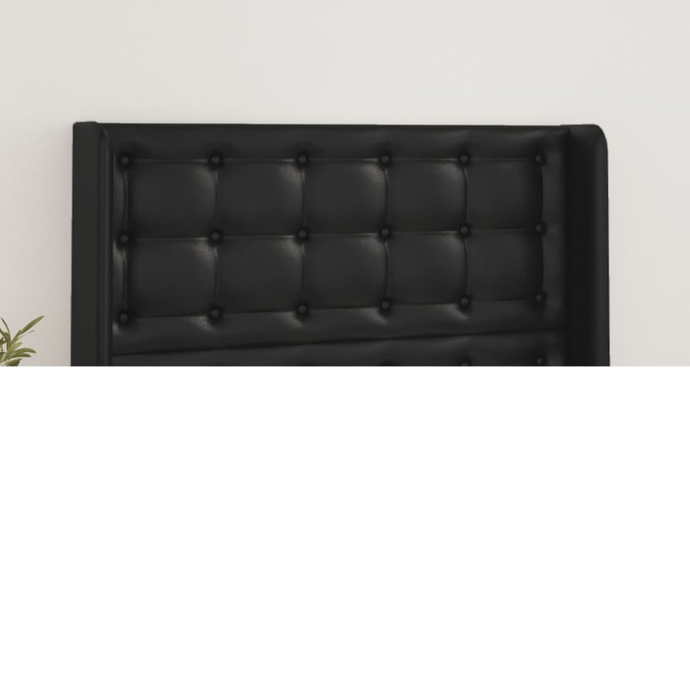 vidaXL Κεφαλάρι με Πτερύγια Μαύρο 103x16x118/128 εκ. Συνθ. Δέρμα