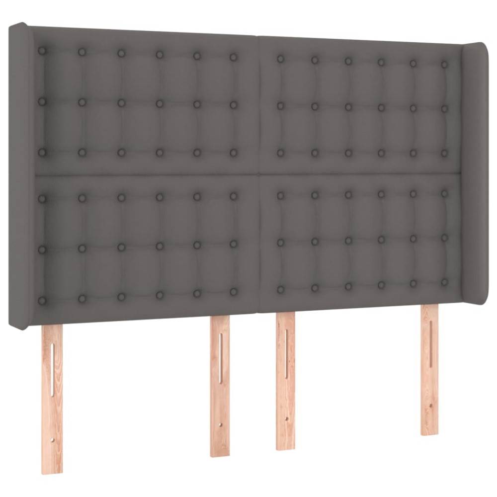 vidaXL Κεφαλάρι με Πτερύγια Γκρι 147x16x118/128εκ.Συνθετικό Δέρμα