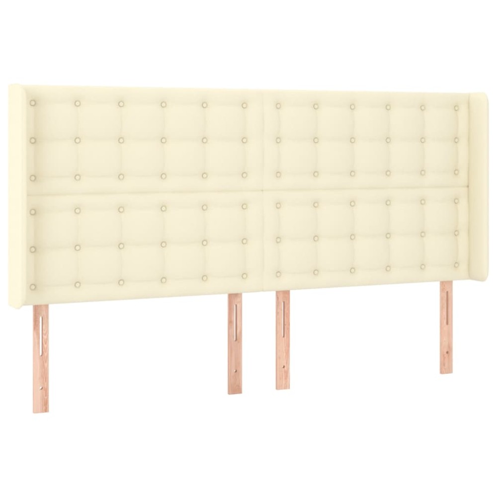 vidaXL Κεφαλάρι με Πτερύγια Κρεμ 163x16x118/128 εκ. Συνθετικό Δέρμα