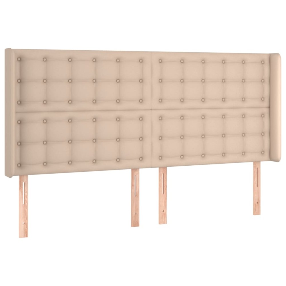 vidaXL Κεφαλάρι με Πτερύγια Καπουτσίνο 183x16x118/128 εκ. Συνθ. Δέρμα