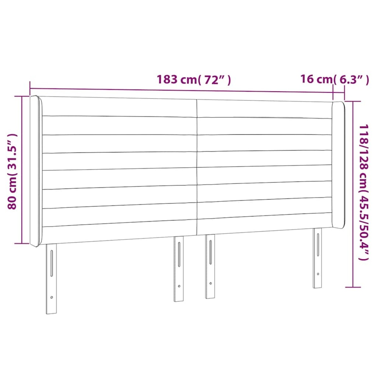 vidaXL Κεφαλάρι με Πτερύγια Πράσινο 183x16x118/128 εκ. Βελούδινο